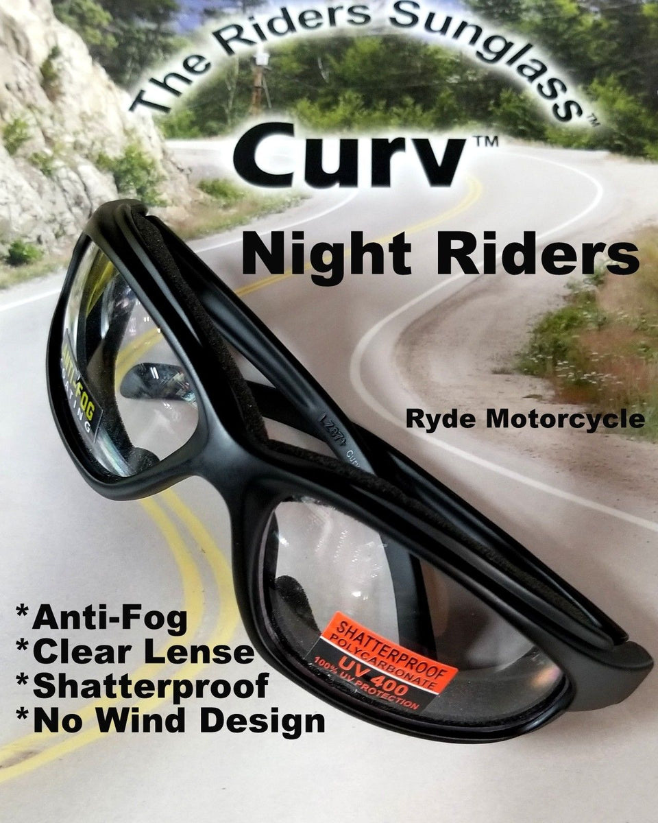 Curv Z Shatterproof Night Riders Clear Motorcycle Glass Soft Foam Anti Ryde Motorcycle