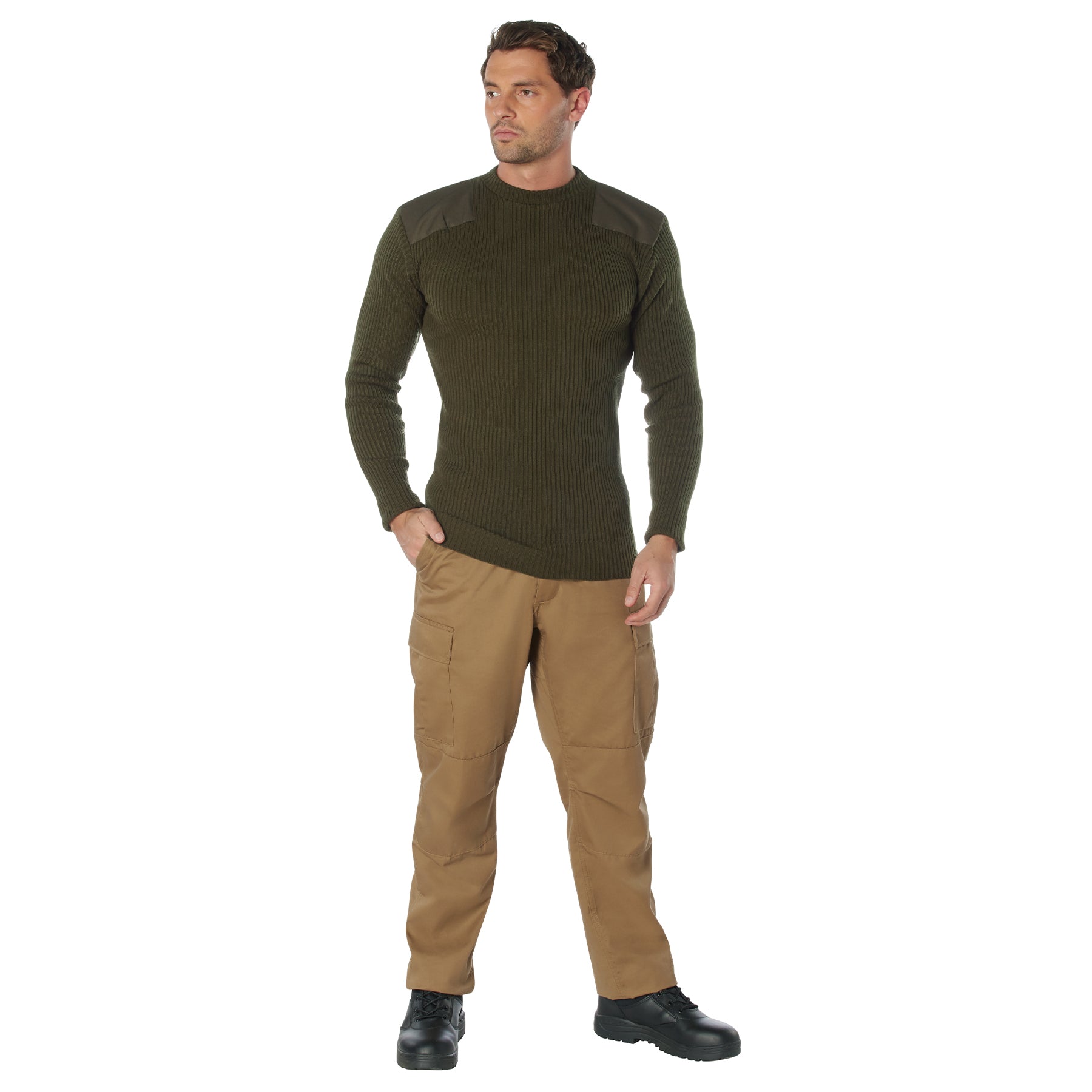 Military Double Knit Olive Drab Commando Sweater