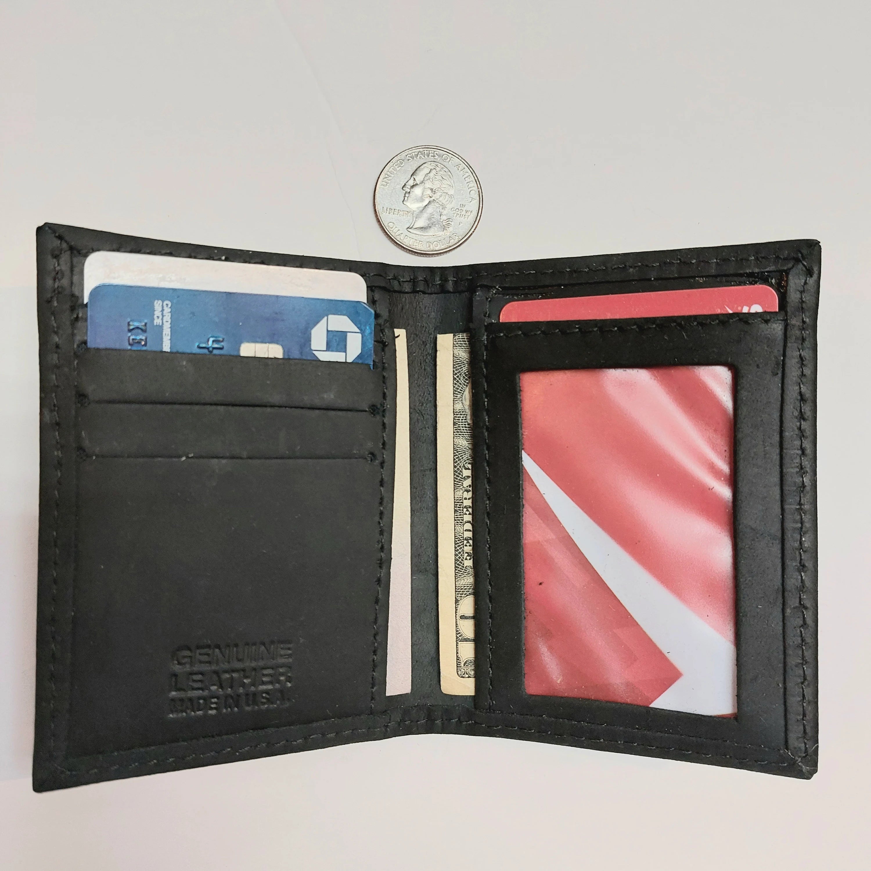 Mini Naked Leather Bifold Wallet 4 Credit Card Slots ID Sleeve CC954