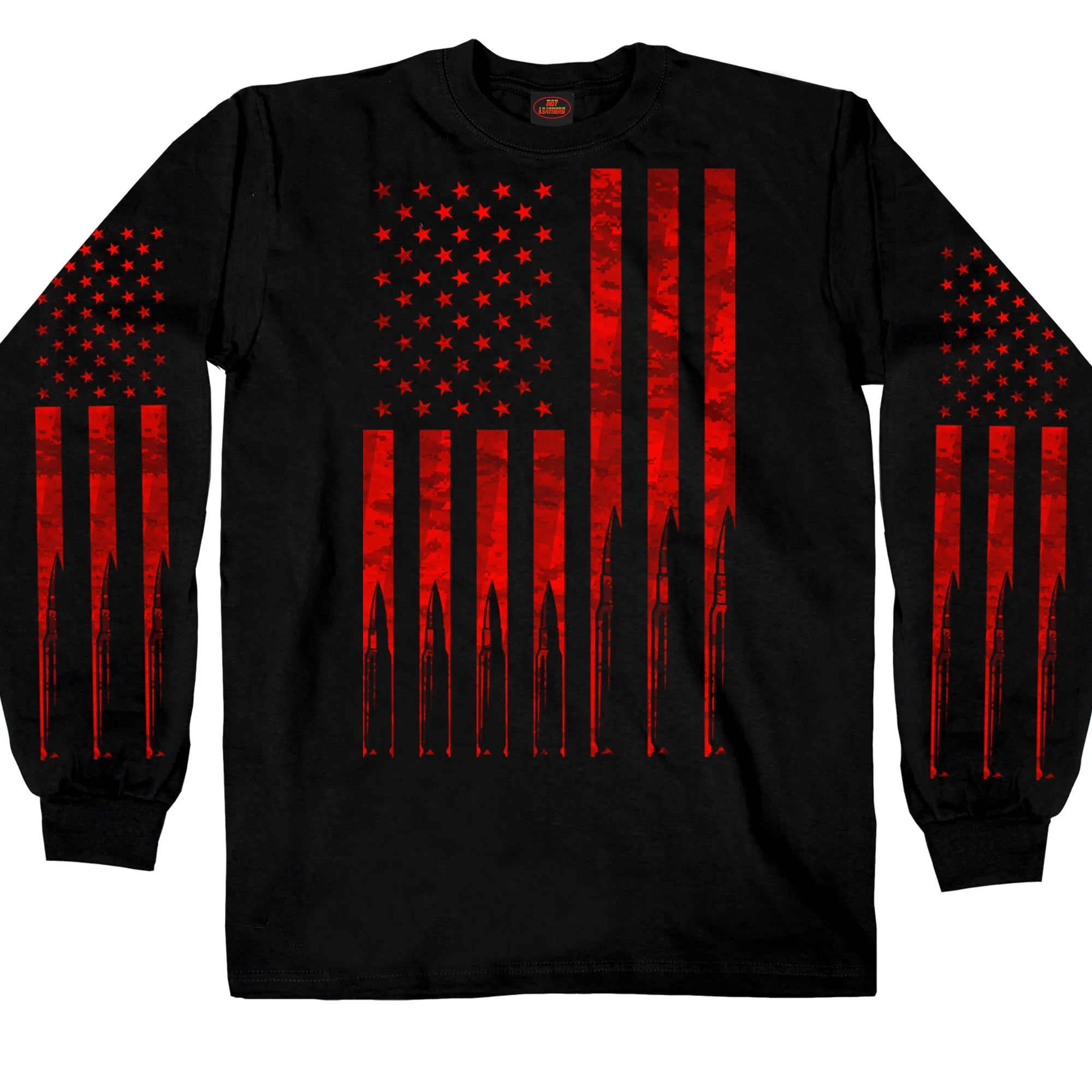 Men’s ‘Flag Bullets’ Long Sleeve Black T-Shirt