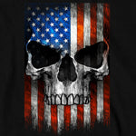 Men's Long Sleeve Patriot Skull Flag Black T-Shirt