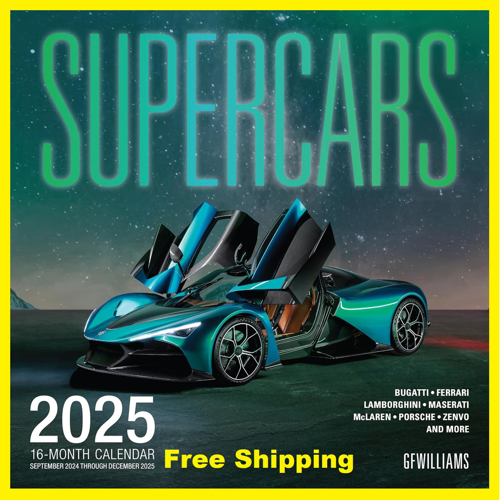 2025 Supercars Wall Calendar Large 12" x 12" Lamborghini Porsche McLaren and More