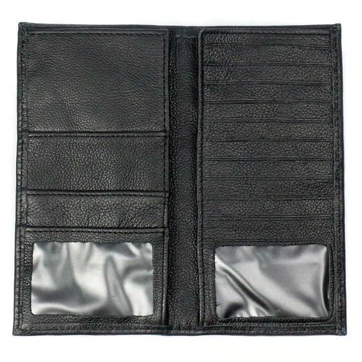 8.25" Black Leather Bifold Business Travel Wallet Passport ID Documents Credit Card -TW832