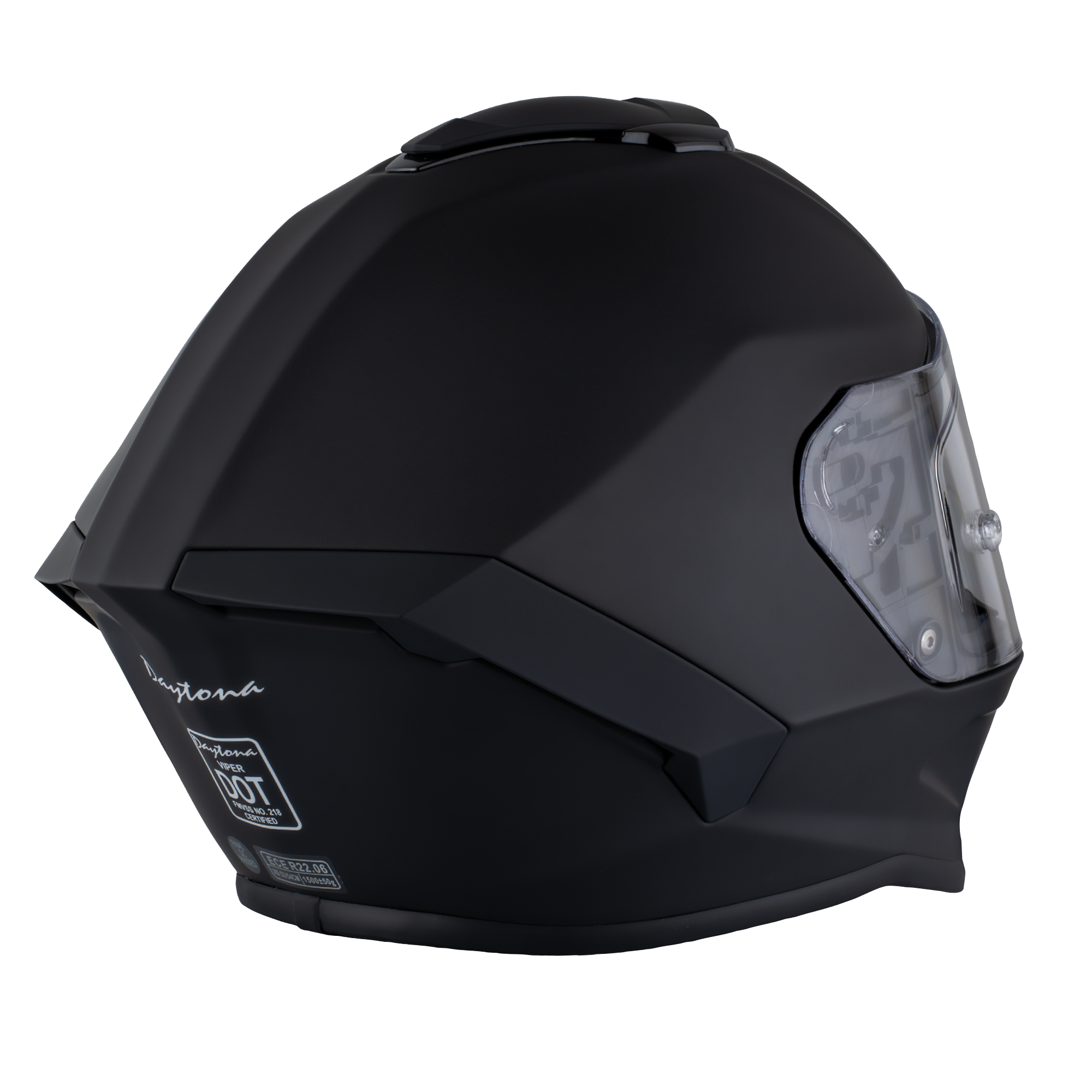 Daytona Viper Dull Flat Black DOT Full Face Motorcycle Helmet No Fog Face Shield - V1-B