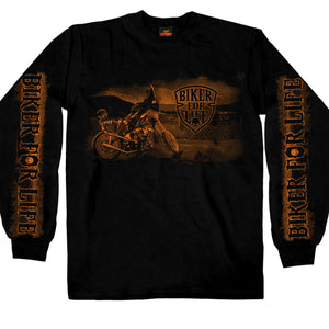 Men’s "Coolin - Biker For Life" Long Sleeve Black T-Shirt