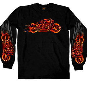 Men’s ‘Fire Bobber’ Long Sleeve Black T-Shirt