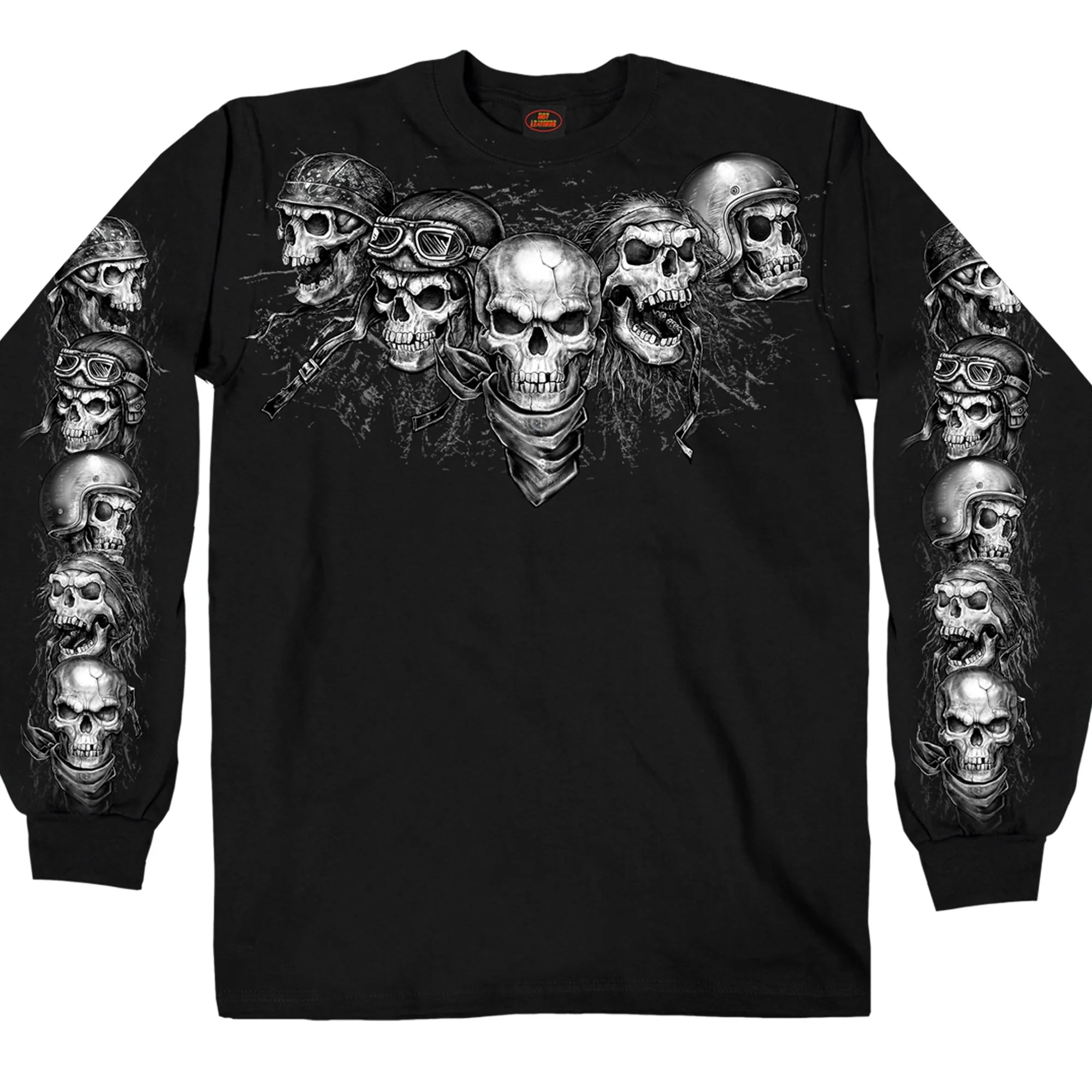 Men’s ‘Five Skulls’ Long Sleeve Black T-Shirt