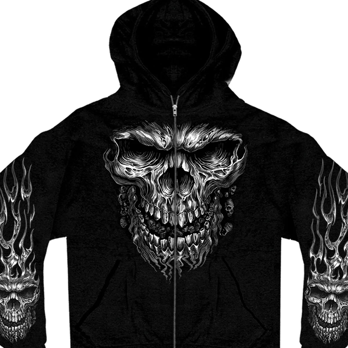 GMZ4237 - Zipper Black Shredder Skull Hoodie