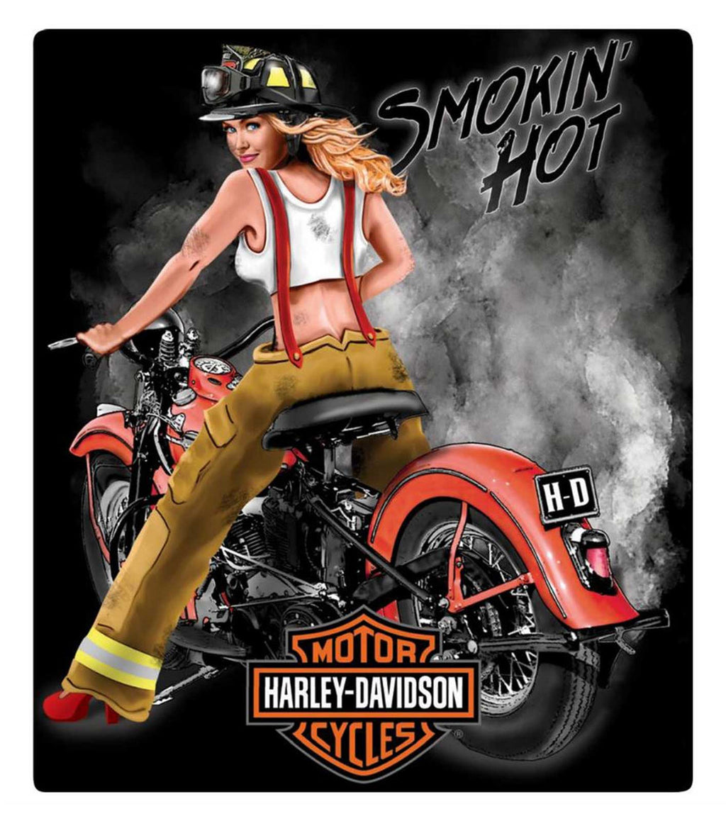 H-D® Smokin' Hot Babe Vintage 3D Tin Metal Wall Sign