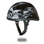 Daytona NOVELTY Non-Certified Helmet - Unisex - Skull Flames Silver - 6002SFS