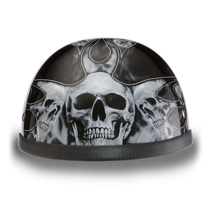 Daytona NOVELTY Non-Certified Helmet - Unisex - Skull Flames Silver - 6002SFS