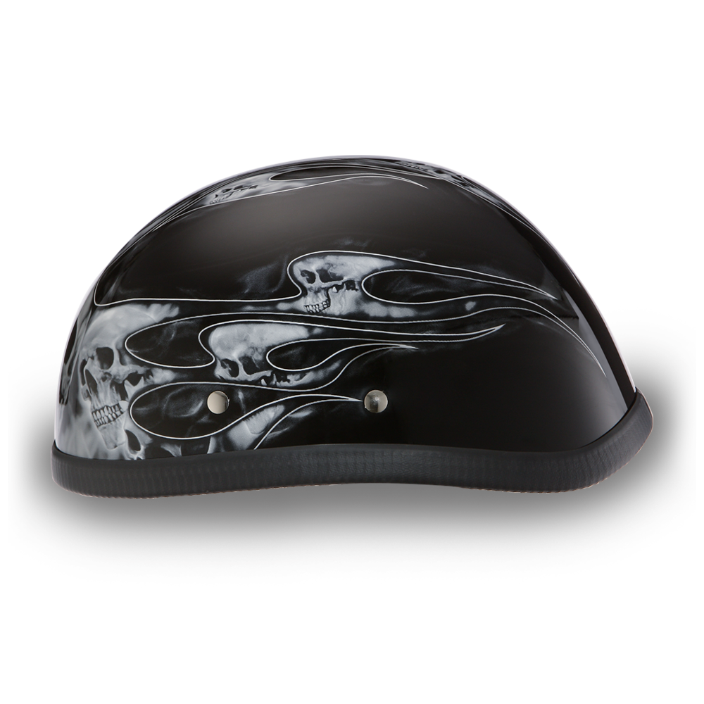 Daytona NOVELTY Non-Certified Helmet - Unisex - Skull Flames Silver - 6002SFS