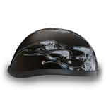 Daytona NOVELTY Non-Certified Helmet - Unisex - Skull Flames Silver - 6002SFS