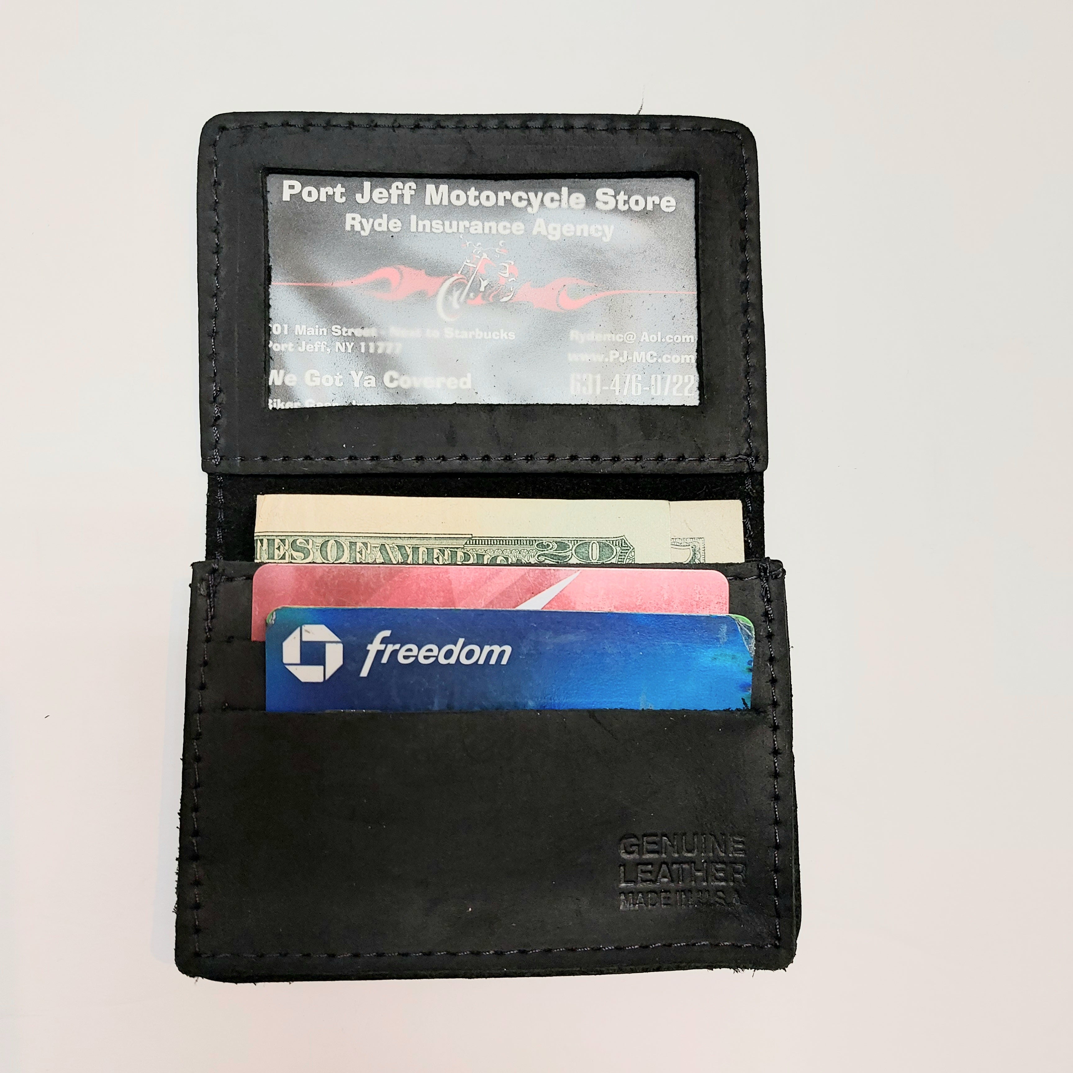 RFID Leather Card Holder with ID and Cash Pocket