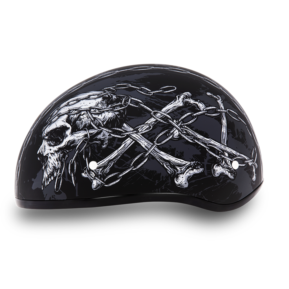 D.O.T. Daytona Half Helmet - Unisex - Skull Chains - D6-SC